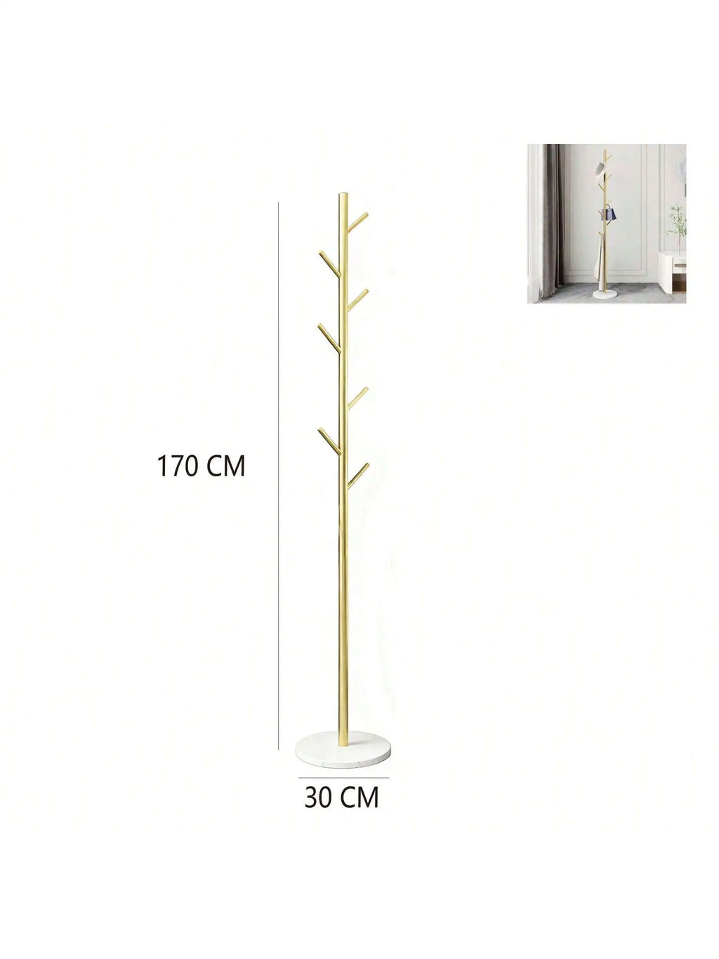 Marble & Metal Freestanding Coat Rack – Tree Design 7 Hooks