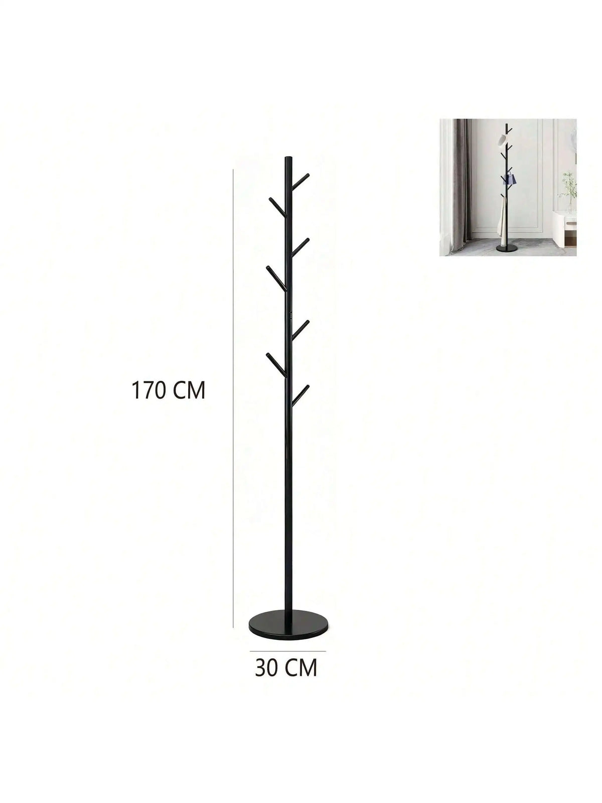 Marble & Metal Freestanding Coat Rack – Tree Design 7 Hooks