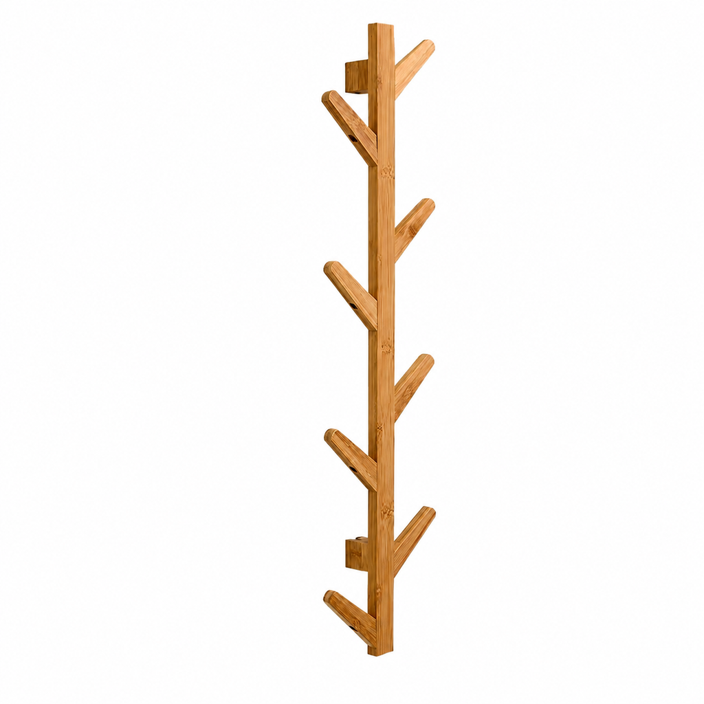 Porte-Manteau Mural Bois Branche Scandinave – Rangement d'Entrée