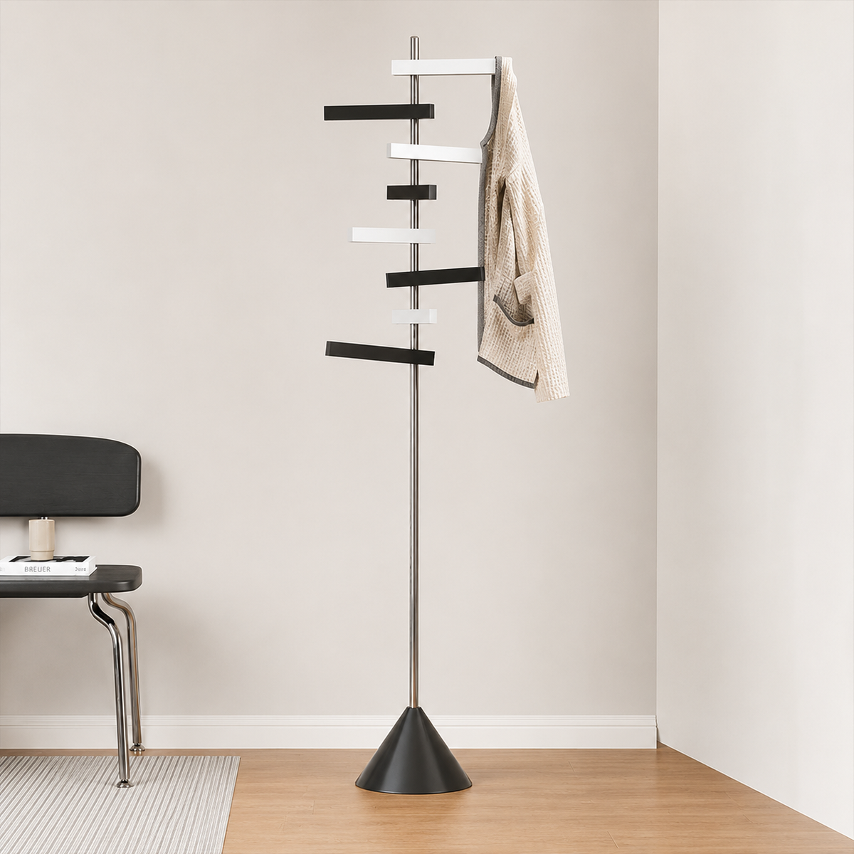 Porte-Manteau sur Pied Métal Inox Pivotant – Design Arbre Moderne