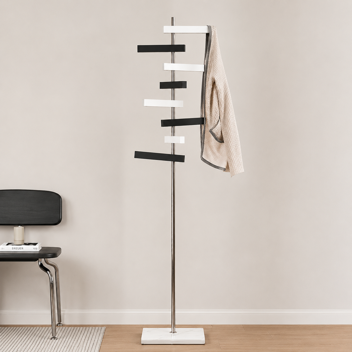 Porte-Manteau sur Pied Métal Inox Pivotant – Design Arbre Moderne