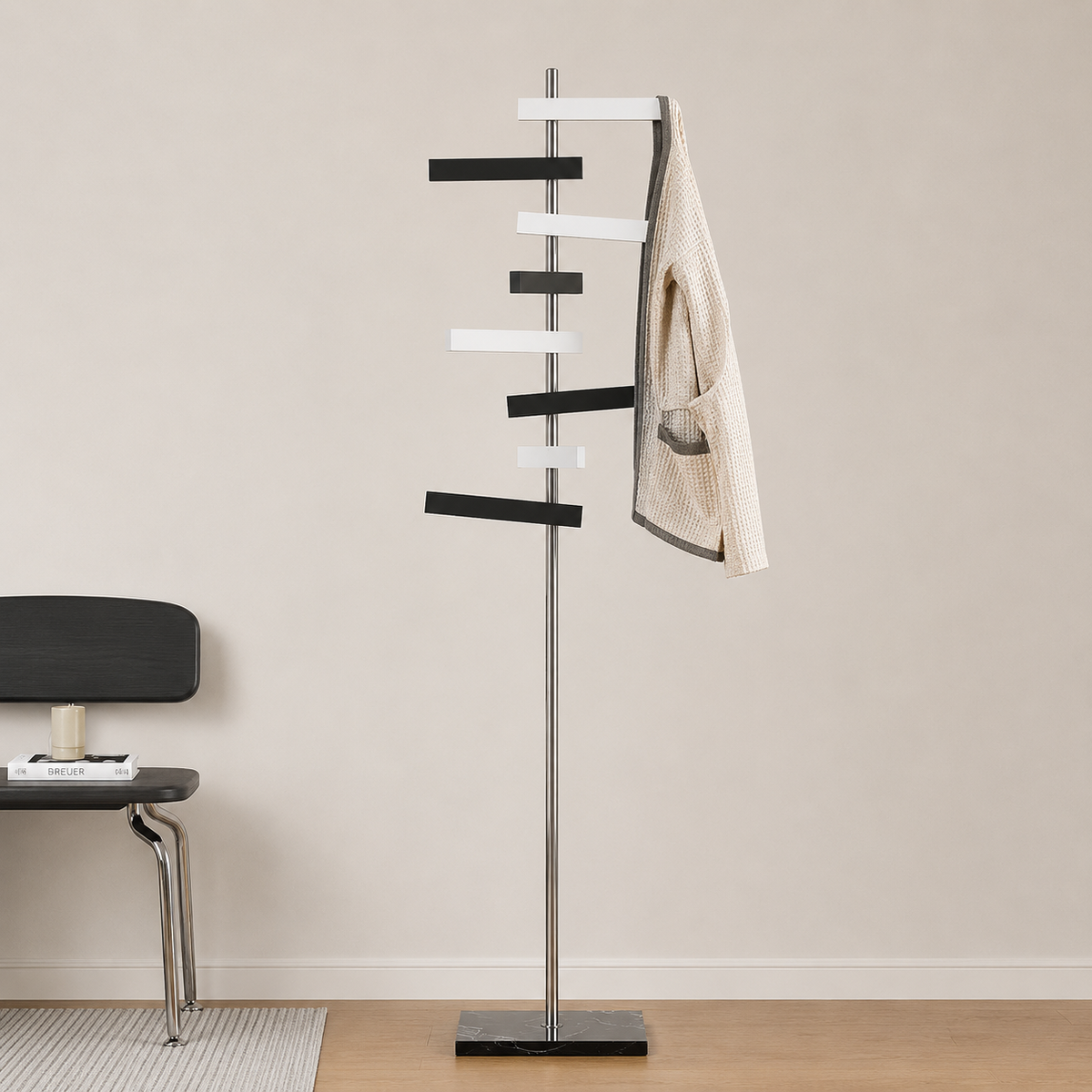 Porte-Manteau sur Pied Métal Inox Pivotant – Design Arbre Moderne