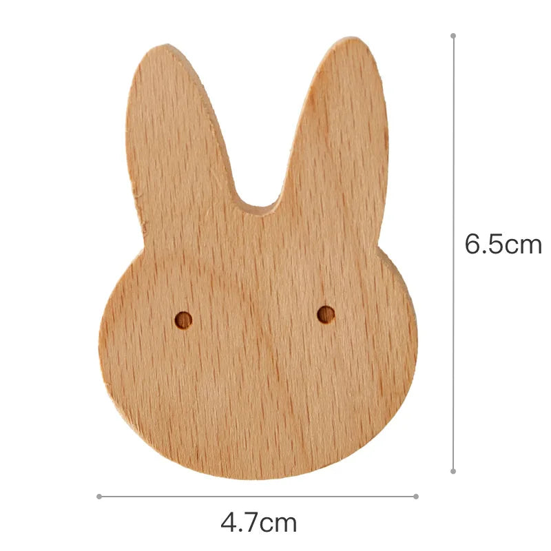Kids' Wooden Wall Coat Rack – No-Drill Animal Decor Hook