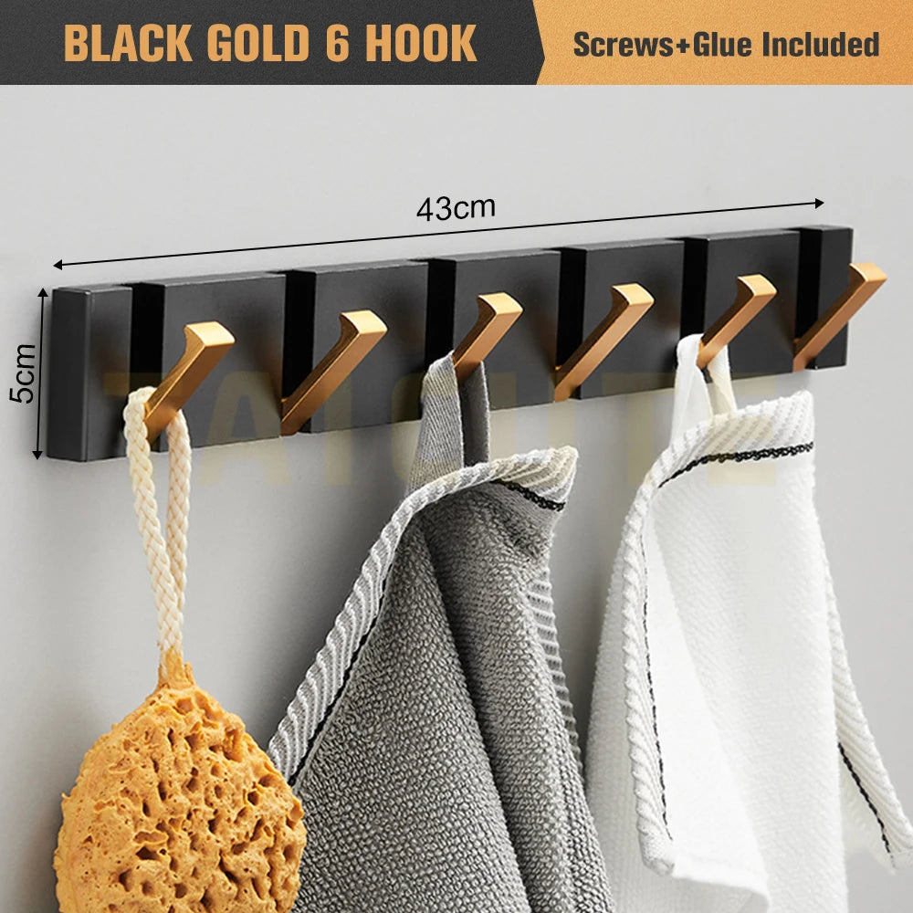 Patère Porte-Manteau Mural Métal Pliable – Sans Percer, 1 à 6 Crochets
