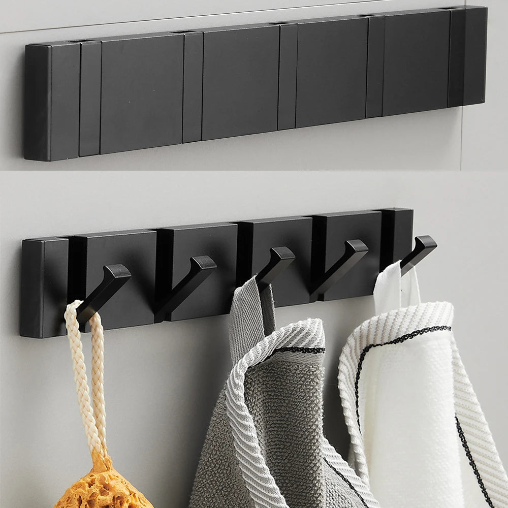 Patère Porte-Manteau Mural Métal Pliable – Sans Percer, 1 à 6 Crochets