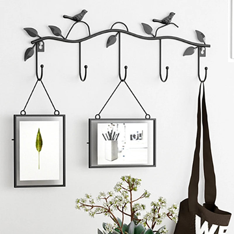 Porte-Manteau Mural Métal Oiseaux 5 Crochets – Entrée Design Rétro
