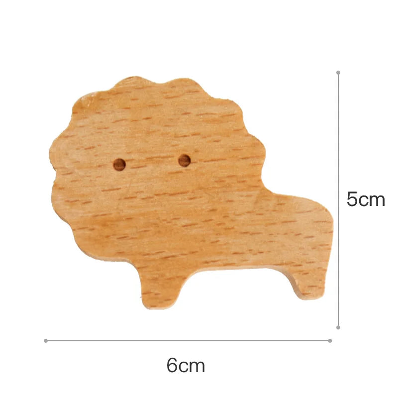 Kids' Wooden Wall Coat Rack – No-Drill Animal Decor Hook