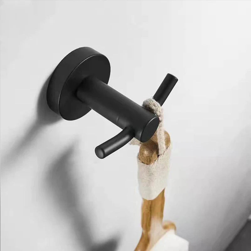 Patère Murale Métal Noir Design – Porte-Manteau Salle de Bain