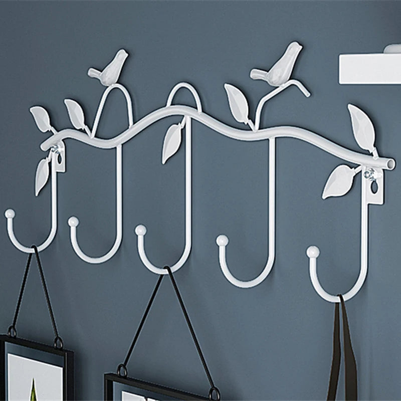 Porte-Manteau Mural Métal Oiseaux 5 Crochets – Entrée Design Rétro
