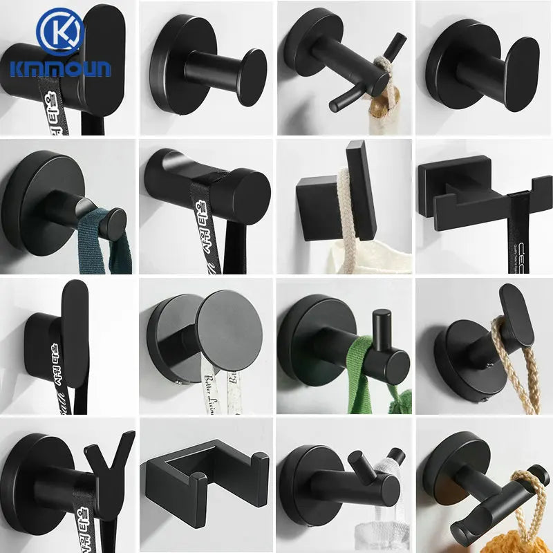 Patère Murale Métal Noir Design – Porte-Manteau Salle de Bain