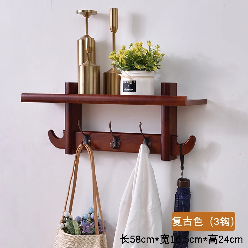 Porte-Manteau Mural Bois avec Étagère – rangement d'entrée malin
