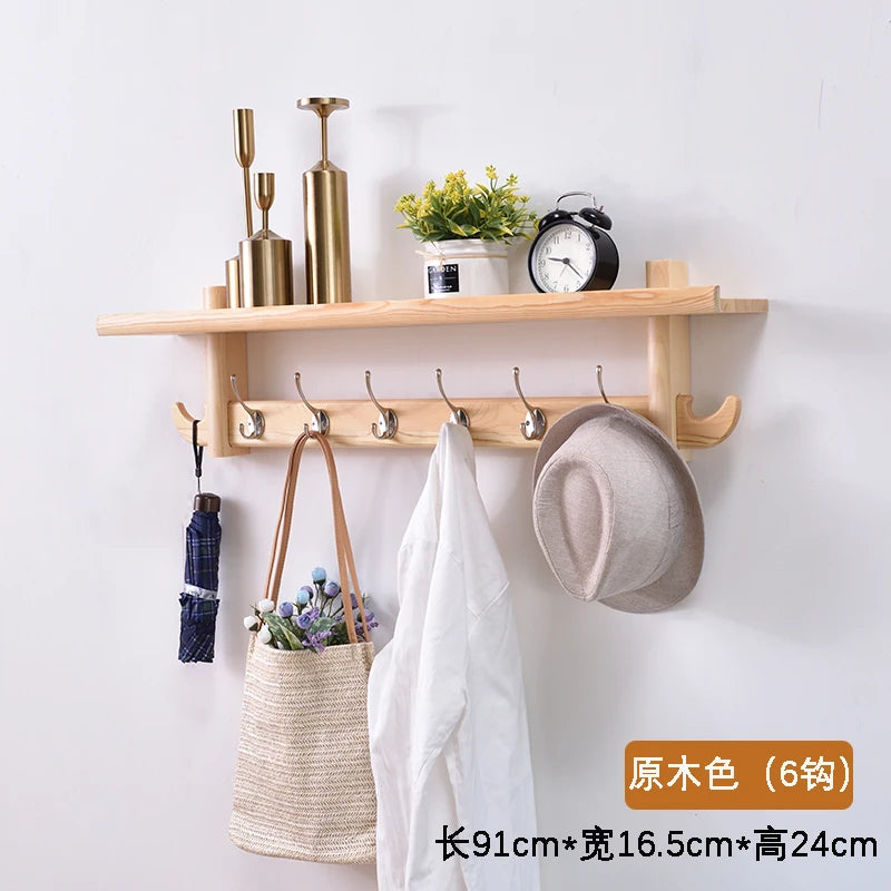 Porte-Manteau Mural Bois avec Étagère – rangement d'entrée malin