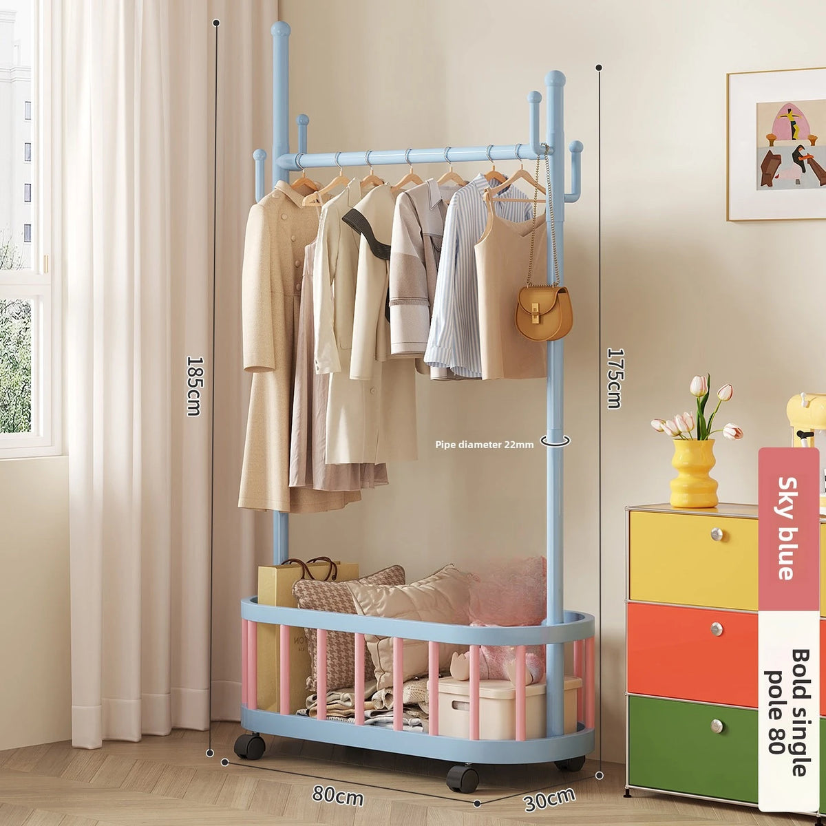 Porte-Manteau sur Pied à Roulettes Design – Chambre et Entrée