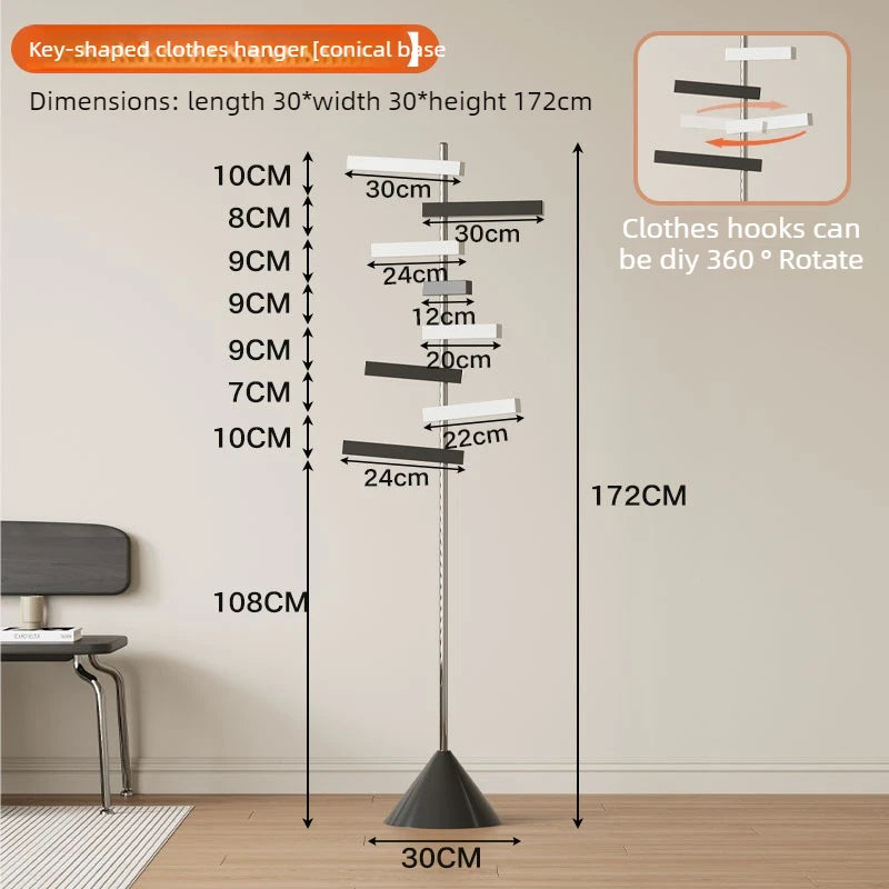 Porte-Manteau sur Pied Métal Inox Pivotant – Design Arbre Moderne