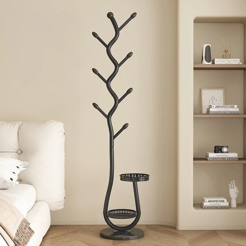 Metal Tree-Shaped Coat Rack – Stone Base, Entryway and Bedroom
