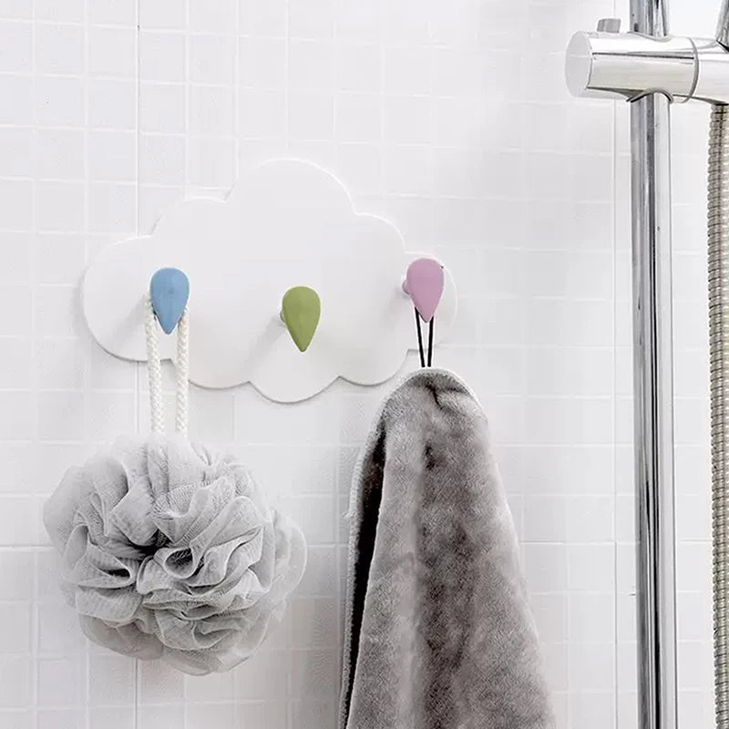 Kids' Wall Coat Rack No Drilling – 4-Hook Cloud Coat Rack