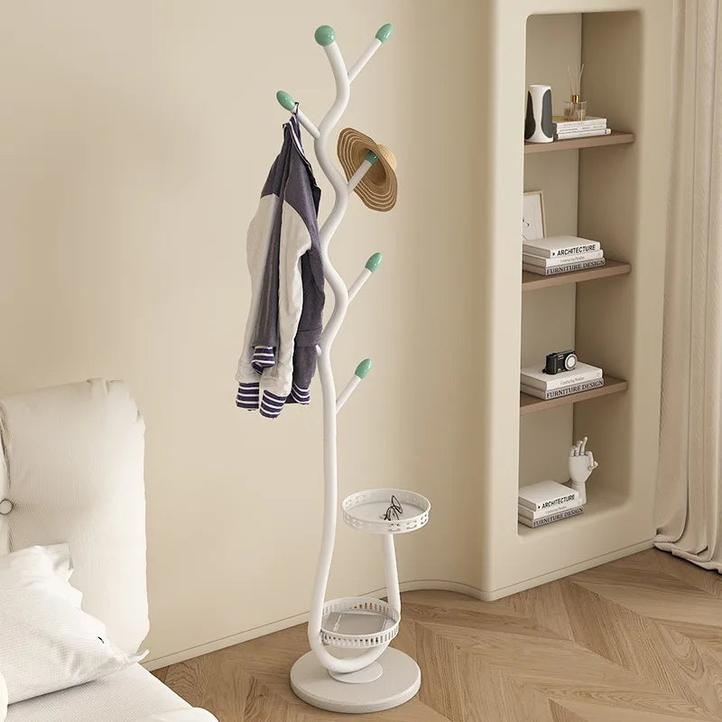 Metal Tree-Shaped Coat Rack – Stone Base, Entryway and Bedroom