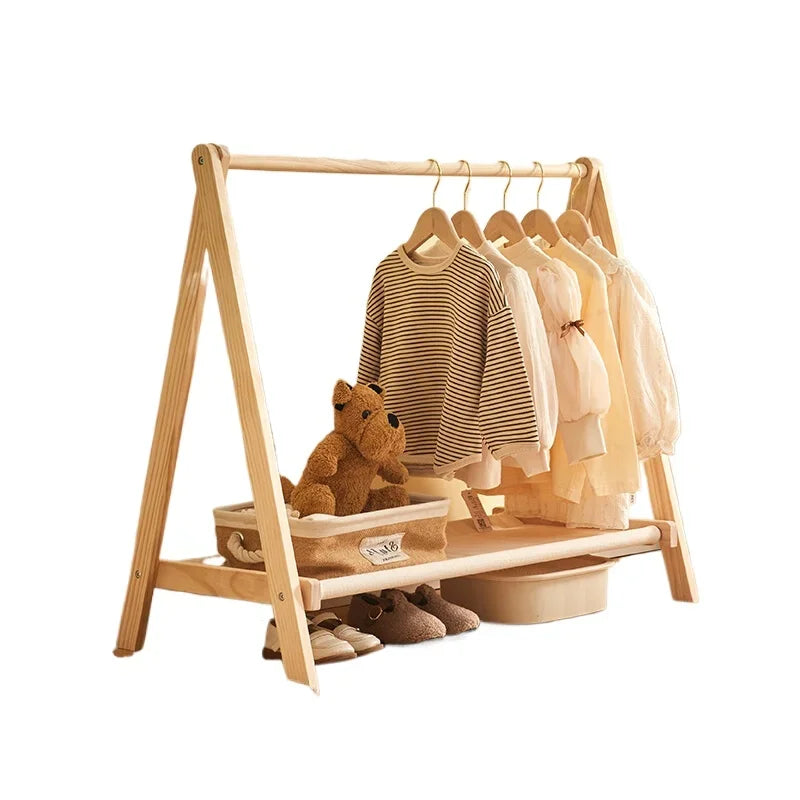 Porte-Manteau Enfant sur Pied Bois Pliable – 3 Tailles au Choix