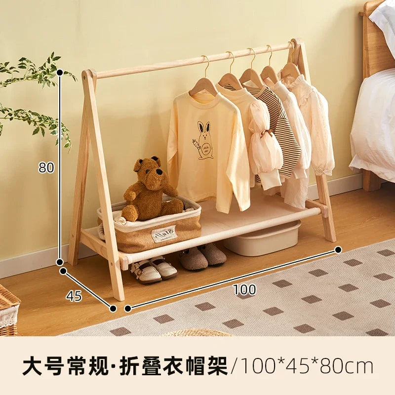 Porte-Manteau Enfant sur Pied Bois Pliable – 3 Tailles au Choix