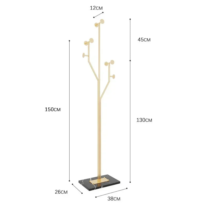 Metal Tree Design Free-Standing Coat Rack – 7 hooks, marble base