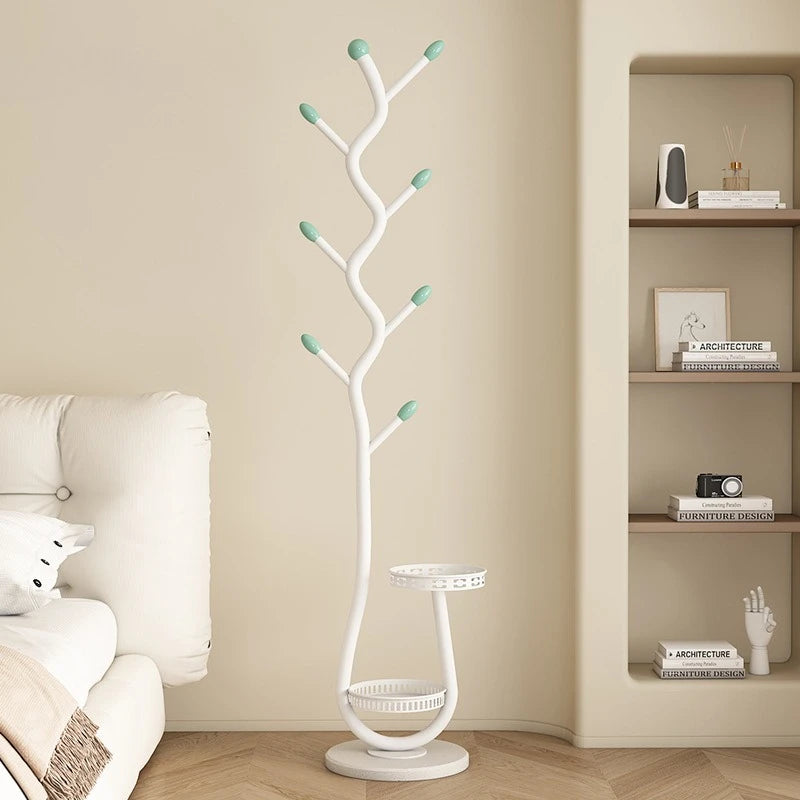 Metal Tree-Shaped Coat Rack – Stone Base, Entryway and Bedroom