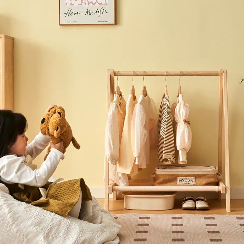 Porte-Manteau Enfant Bois Pliable – Rangement Chambre Montessori