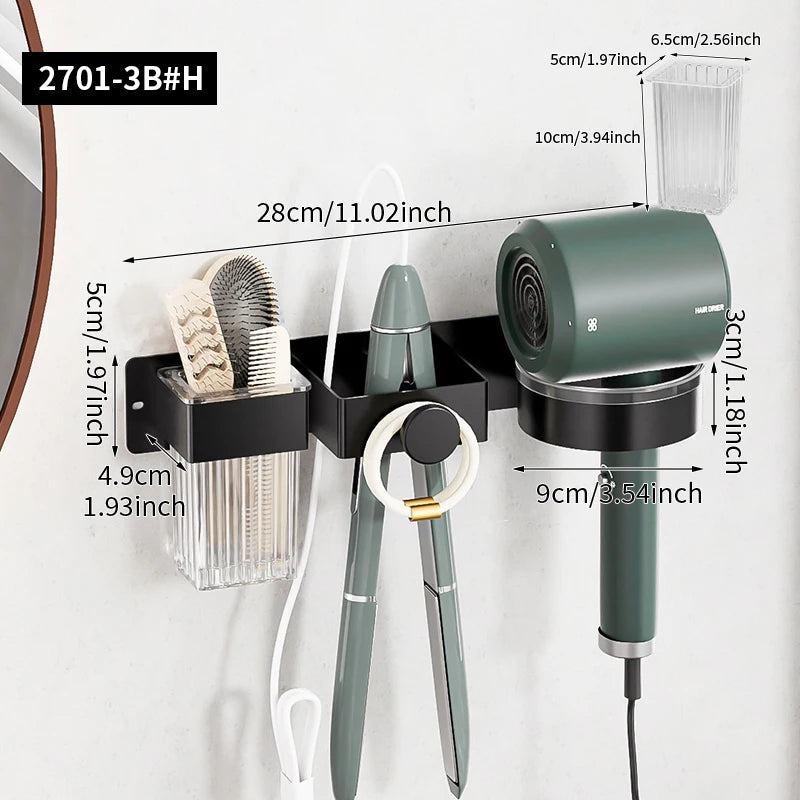 Hair Dryer & Straightener Wall Mount – No-Drill Bathroom Storage
