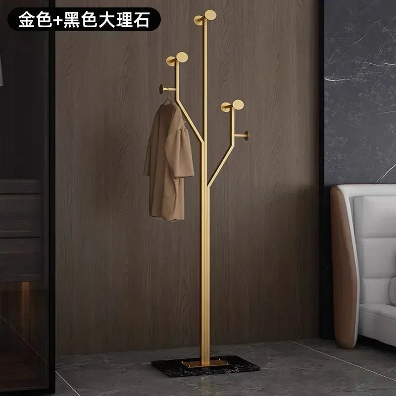 Metal Tree Design Free-Standing Coat Rack – 7 hooks, marble base