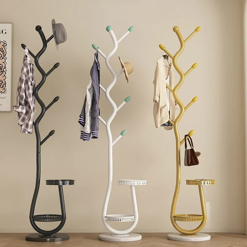 Metal Tree-Shaped Coat Rack – Stone Base, Entryway and Bedroom