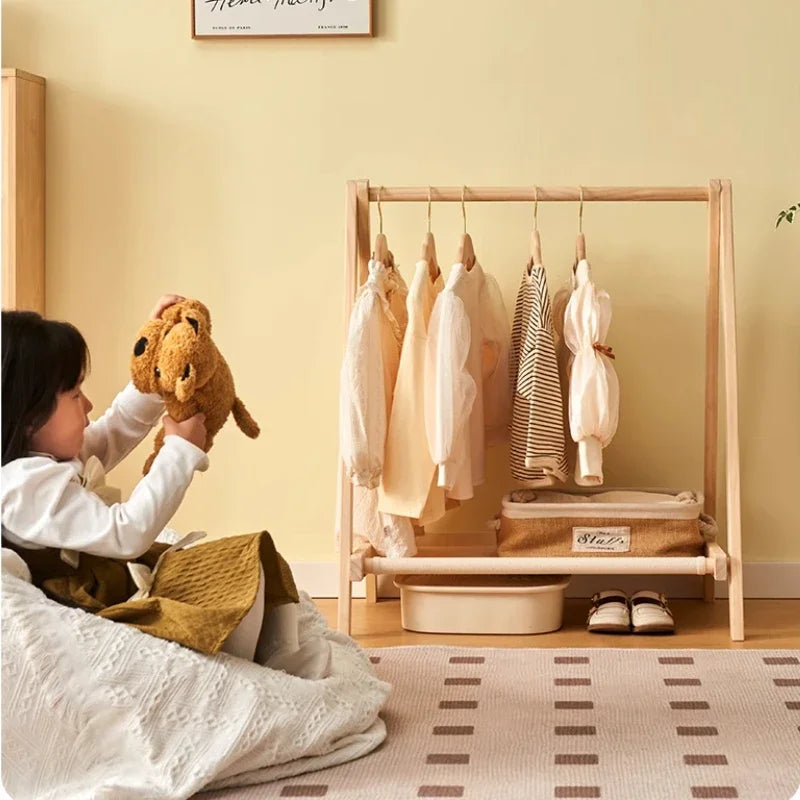 Porte-Manteau Enfant sur Pied Bois Pliable – 3 Tailles au Choix