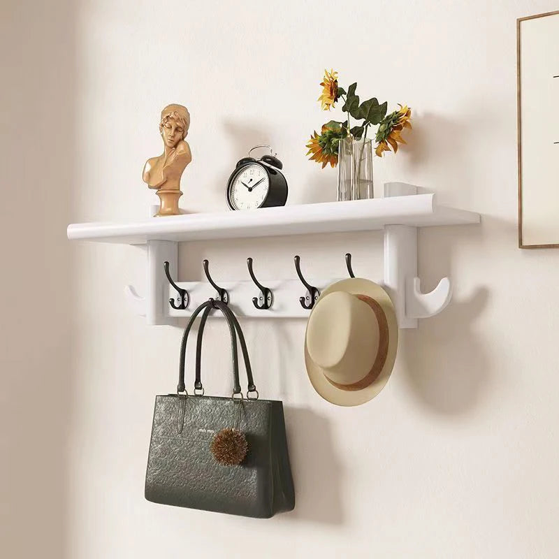 Porte-Manteau Mural Bois avec Étagère – rangement d'entrée malin