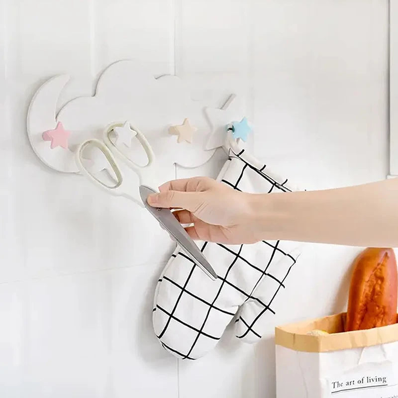 Kids' Wall Coat Rack No Drilling – 4-Hook Cloud Coat Rack