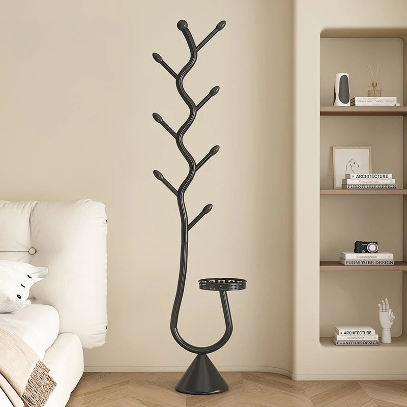 Metal Tree-Shaped Coat Rack – Stone Base, Entryway and Bedroom