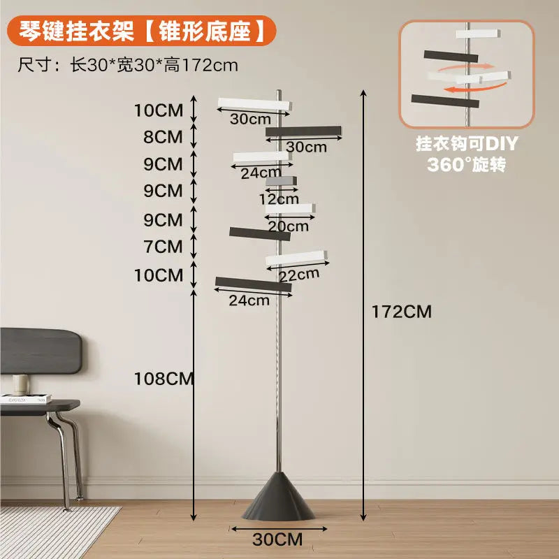 Porte-Manteau sur Pied Métal Inox Pivotant – Design Arbre Moderne