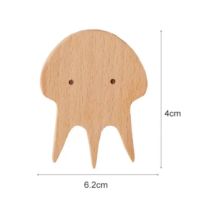 Kids' Wooden Wall Coat Rack – No-Drill Animal Decor Hook