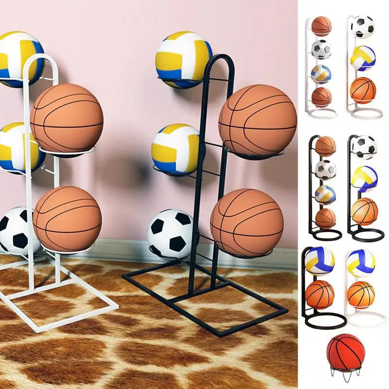 Metal Standing Ball Holder – Basketball Football Volleyball Storage Room