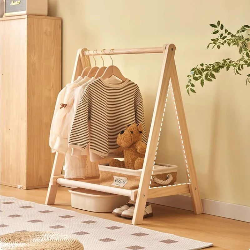 Porte-Manteau Enfant sur Pied Bois Pliable – 3 Tailles au Choix