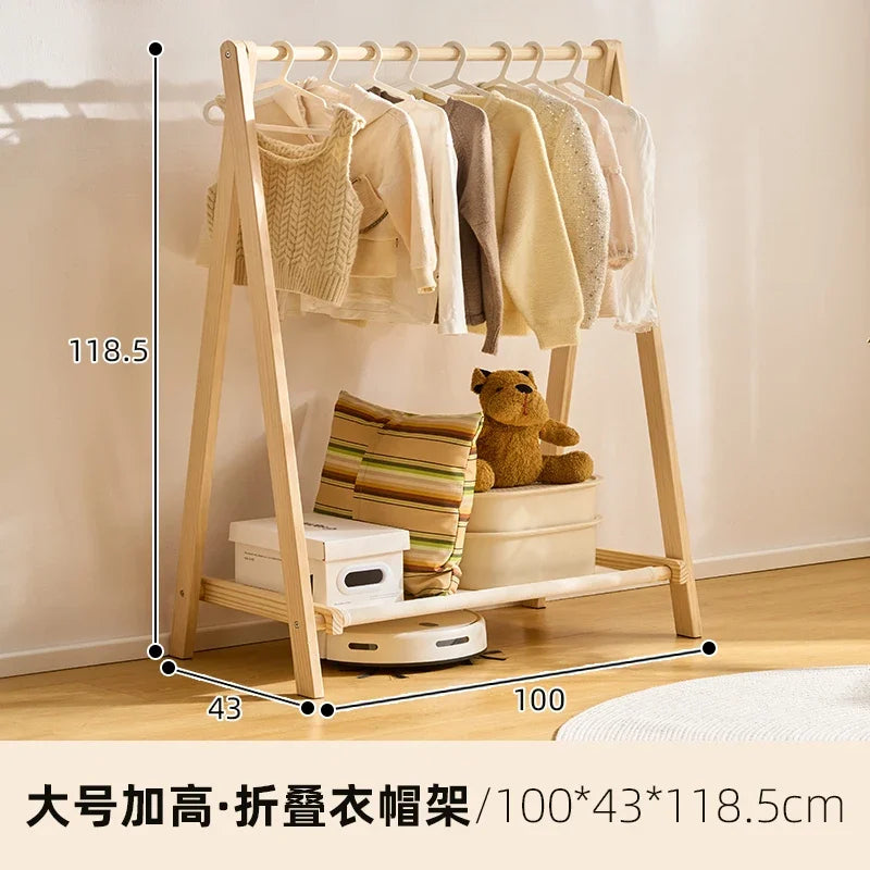 Porte-Manteau Enfant sur Pied Bois Pliable – 3 Tailles au Choix