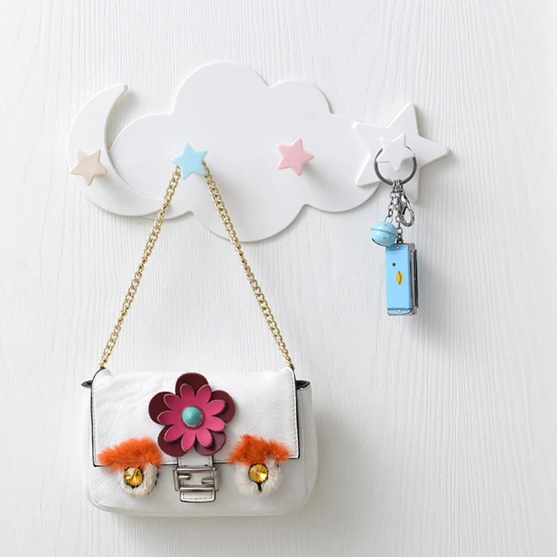 Kids' Wall Coat Rack No Drilling – 4-Hook Cloud Coat Rack