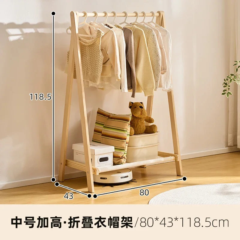 Porte-Manteau Enfant sur Pied Bois Pliable – 3 Tailles au Choix