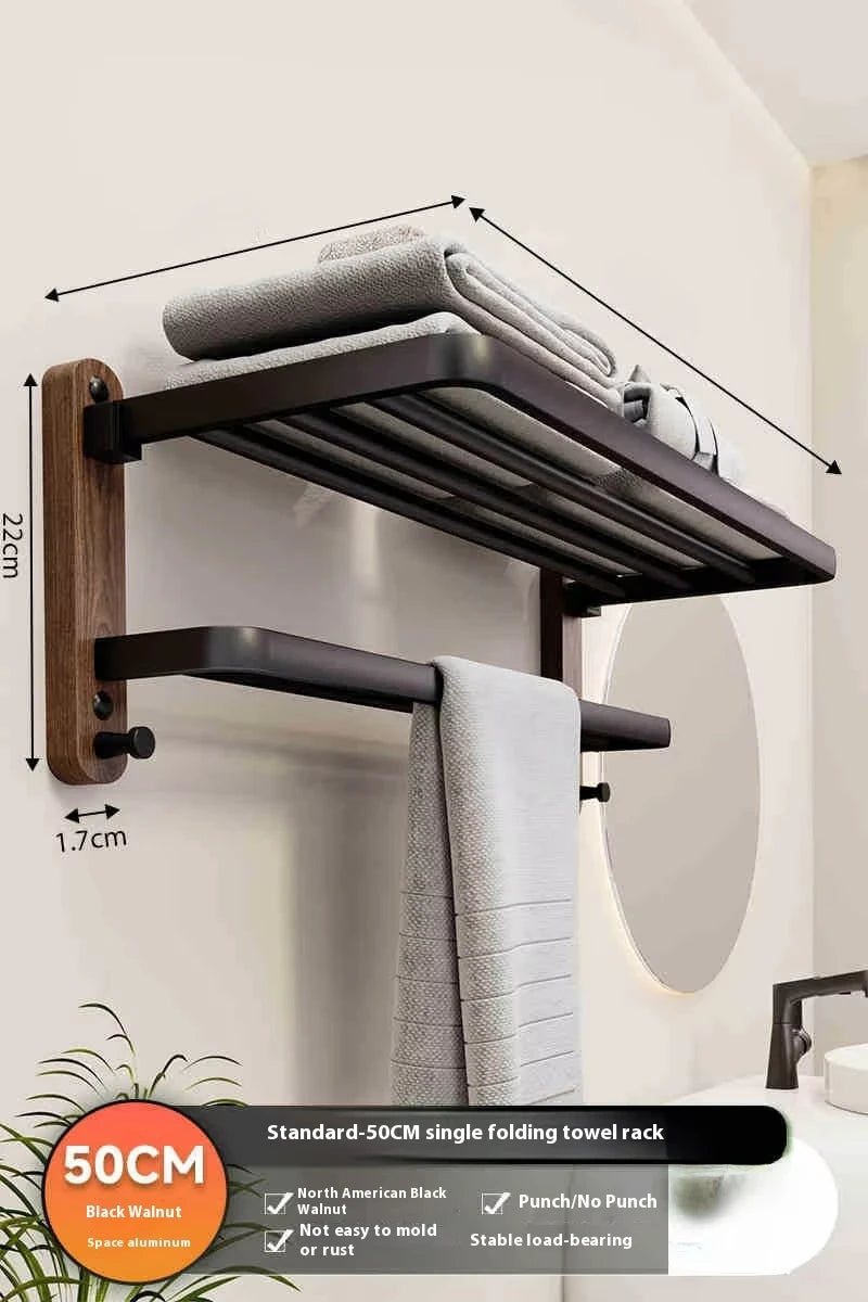 Porte-Manteau Mural Bois Noyer & Inox Design – Salle de Bain