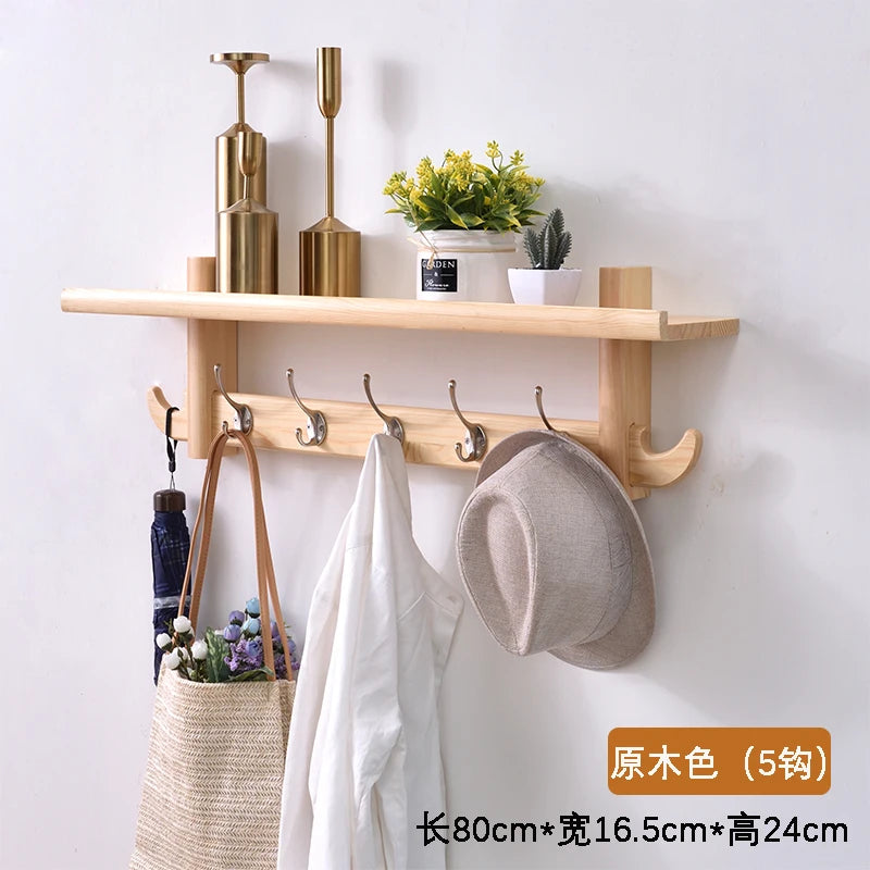 Porte-Manteau Mural Bois avec Étagère – rangement d'entrée malin