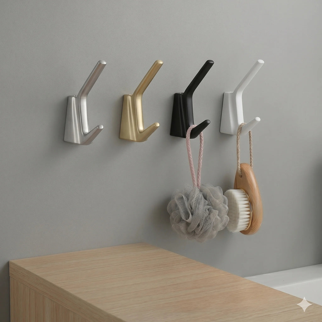 Patère Murale Double Crochet Métal – Cuisine, Salle de Bain, Entrée