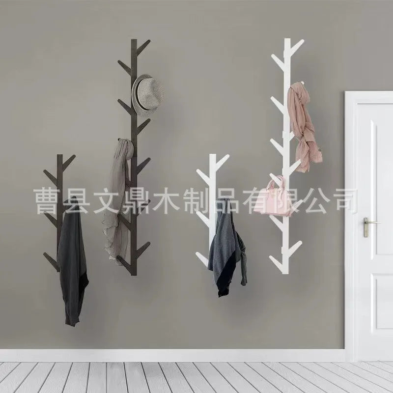 Porte-Manteau Mural Bois Branche Scandinave – Rangement d'Entrée