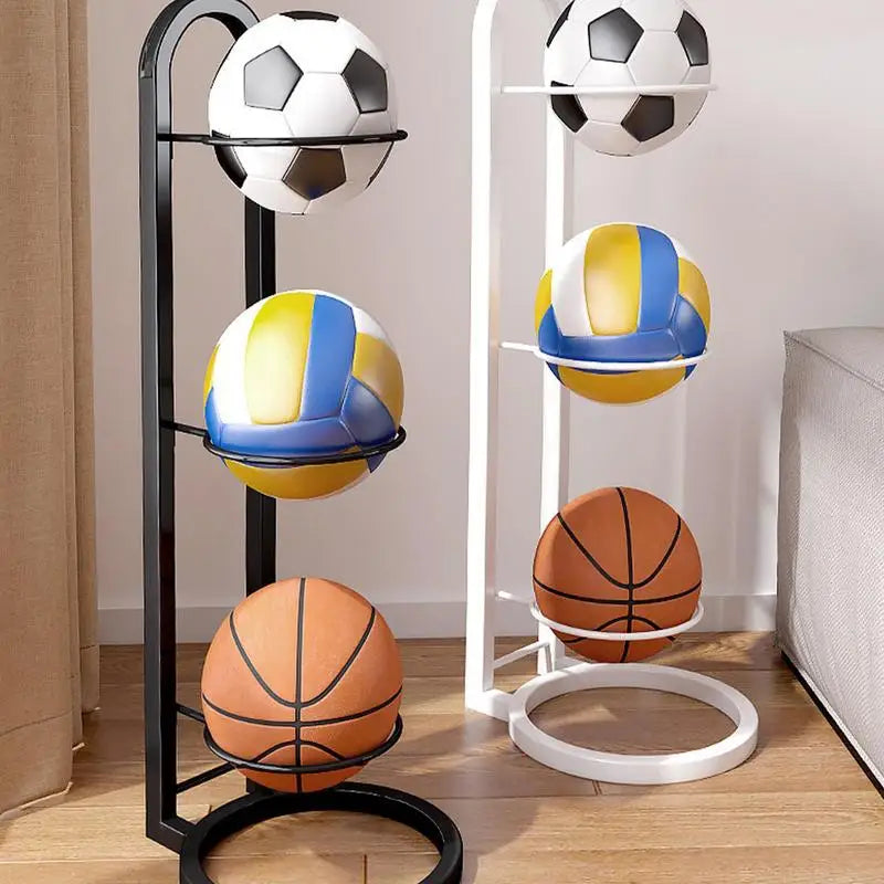 Metal Standing Ball Holder – Basketball Football Volleyball Storage Room