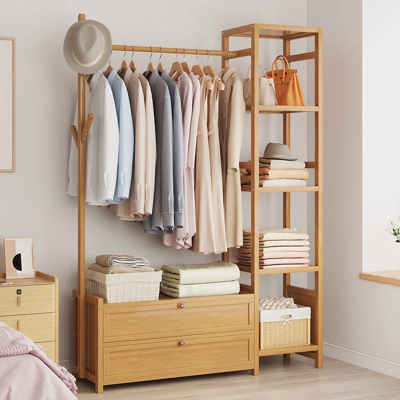 Porte-Manteau sur Pied Bois Penderie – Dressing Ouvert Chambre