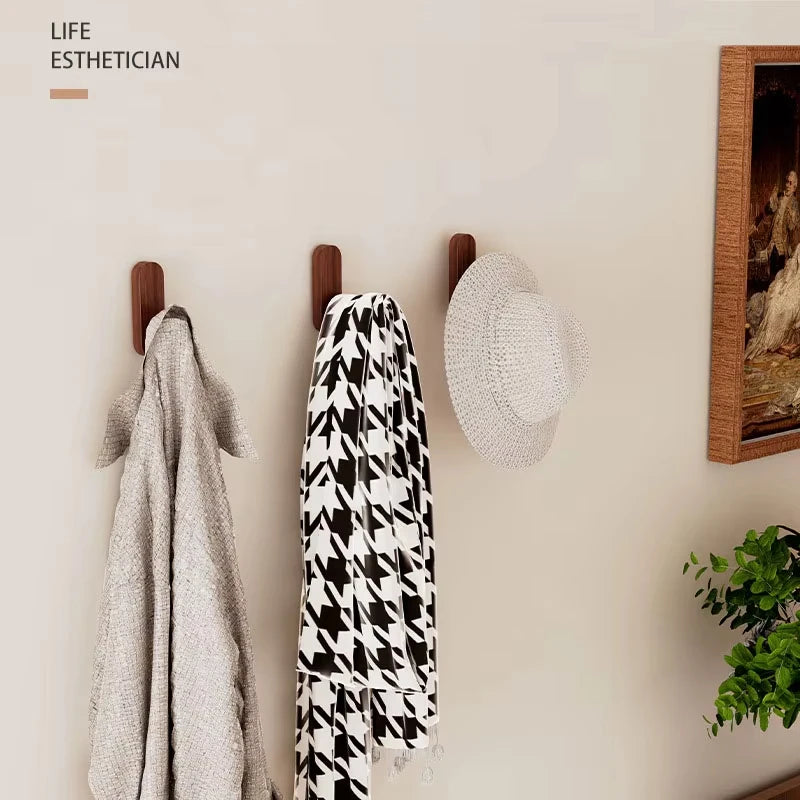 Patère Murale Bois Noyer Adhésive – porte-manteau sans percer