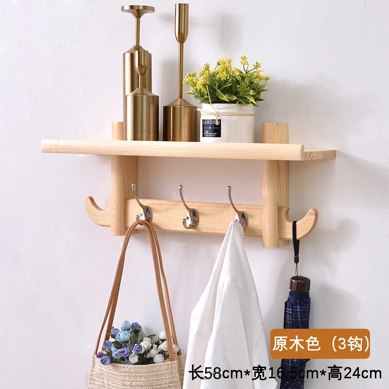 Porte-Manteau Mural Bois avec Étagère – rangement d'entrée malin
