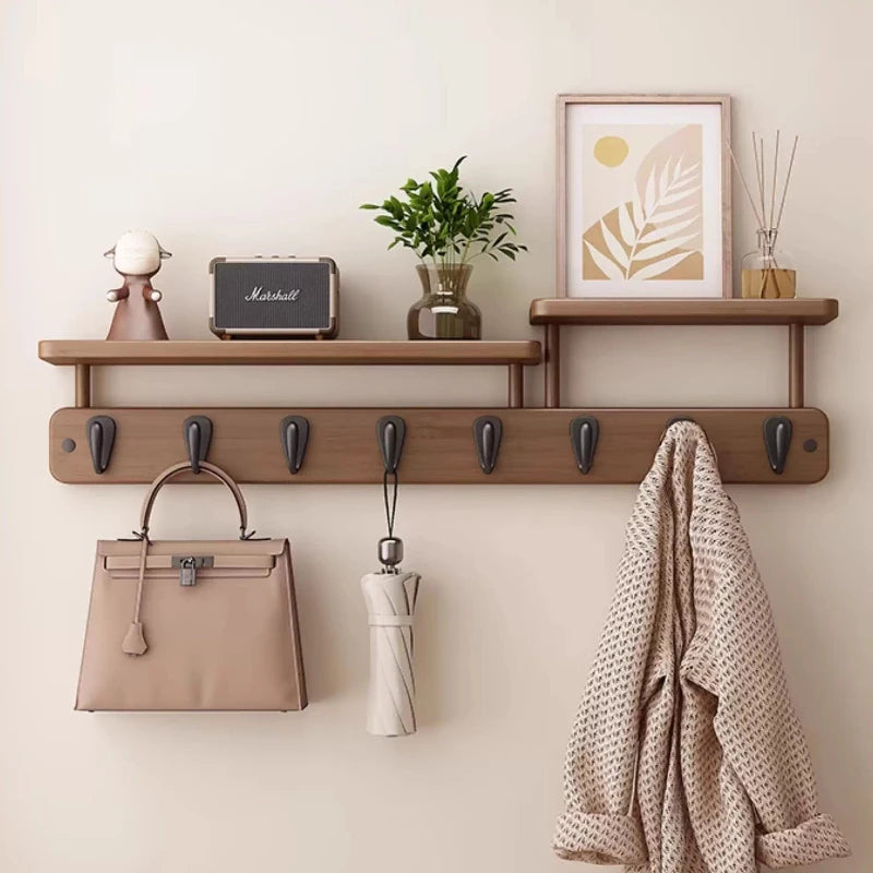 Porte-Manteau Mural Bambou avec Étagère – Entrée Moderne Organisée