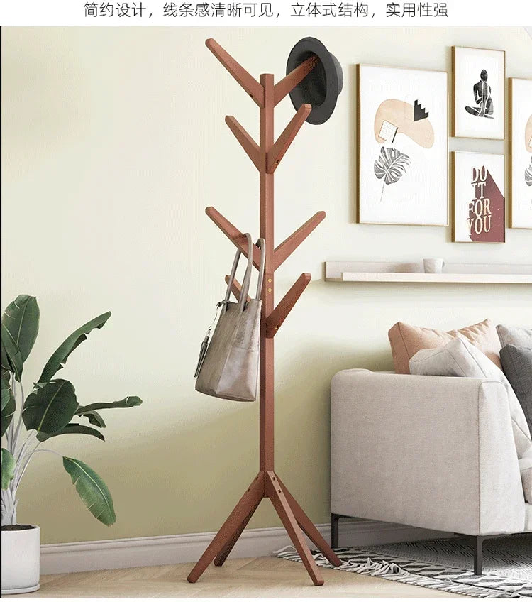 Porte-Manteau sur Pied Bois Arbre 8 Crochets – Gain de Place Entrée